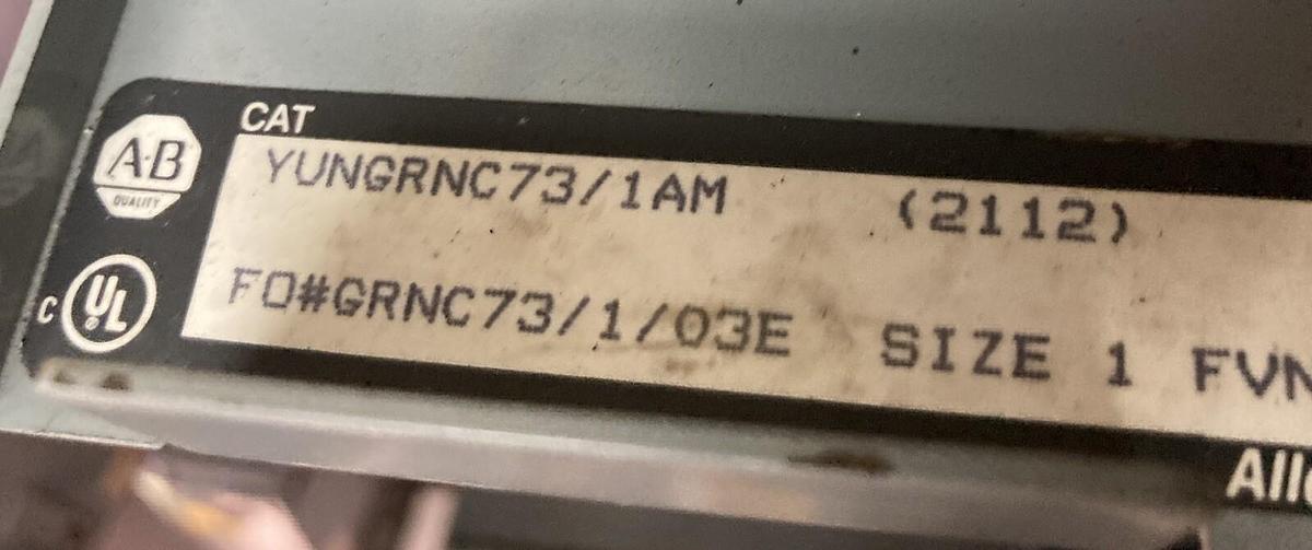 Used Allen-Bradley,2100 2112,Size 1 Fused MCC 12 Inch Starter Bucket