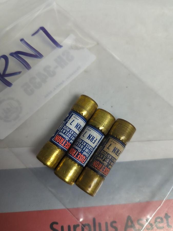 Used COOPER BUSSMANN,FRN-7,FUSETRON 7 AMP FUSE LOT OF 3 PRE-OWNED