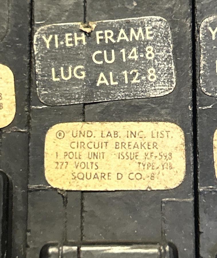 Used SQUARE D,YIB120,CIRCUIT BREAKER 20A 277V 1P LOT OF 13