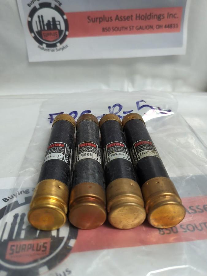 Used COOPER BUSSMANN,FRS-R-50,FUSETRON FUSE 50 AMP LOT OF 4 PRE-OWNED