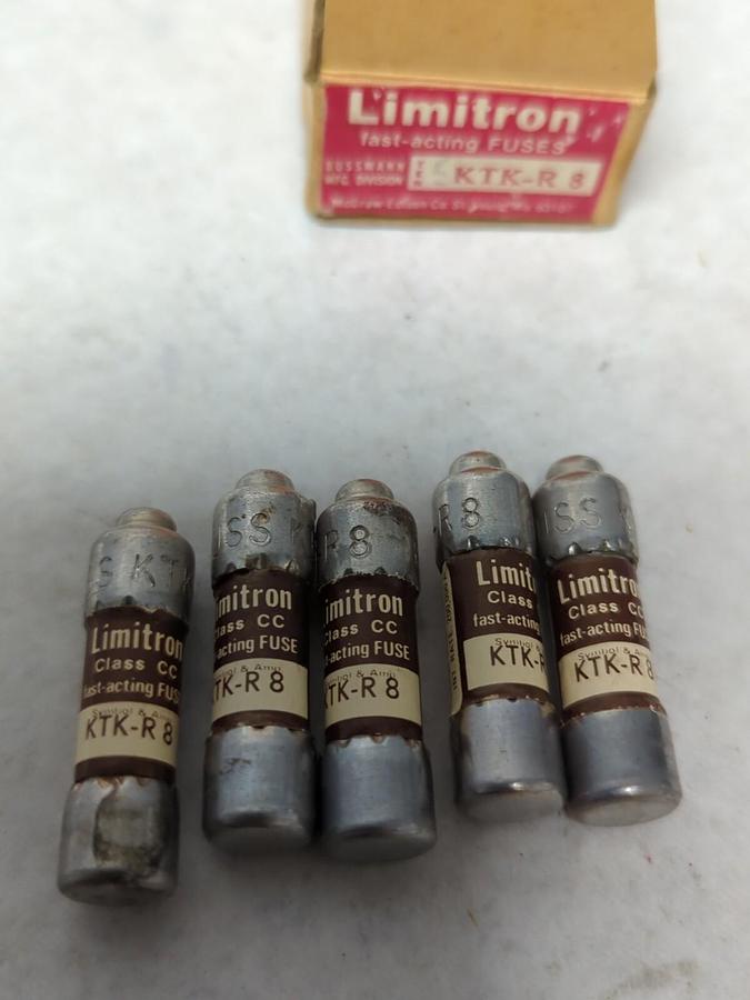 COOPER BUSSMANN,KTK-R8,LIMITRON 8 AMP FUSES BOX OF 5 NOS
