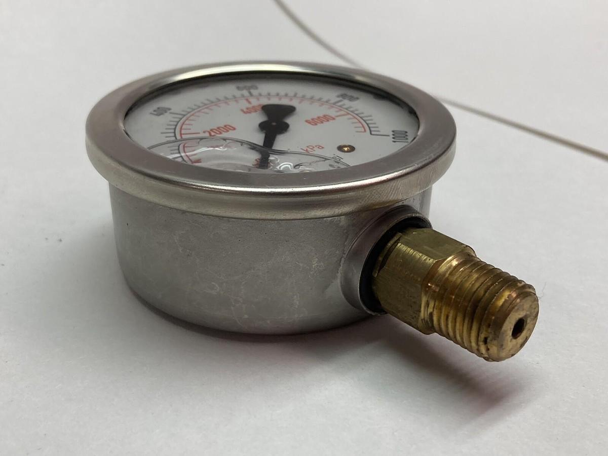 Noshok,0-1000 PSI,Fluid-Filled Brass Pressure Gauge
