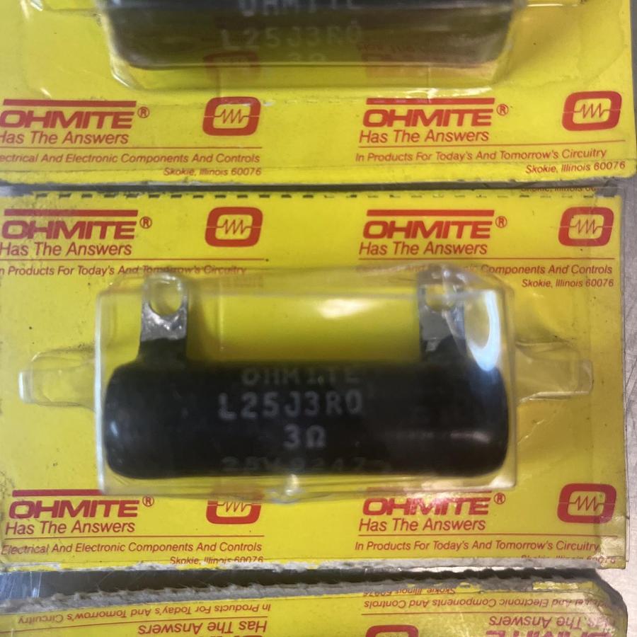 OHMITE,L25J3R0,RESISTOR 25 WATT 3 OHMS LOT OF 3