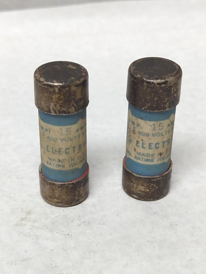Used GENERAL ELECTRIC,GF8B15,CLASS C1 FUSE 15 AMP LOT OF 2 PRE-OWNED