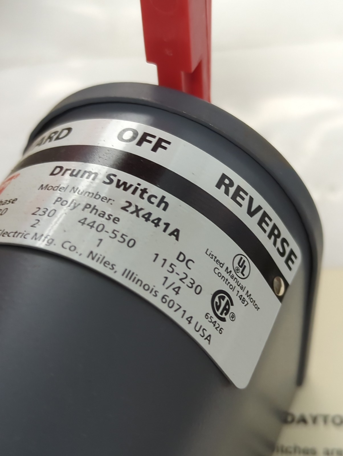 DAYTON,2X441A,REVERSING DRUM SWITCH NOS
