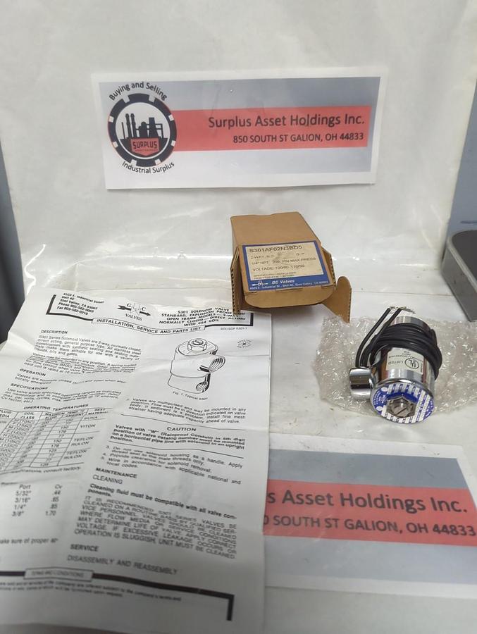 GC VALVES,S301AF02N3B05,SOLENOID VALVE 2-WAY 1/4 NPT NOS