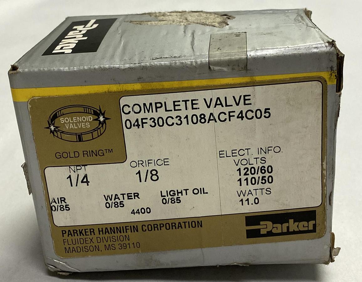 PARKER,04F30C3108ACF4C05,COMPLETE VALVE 1/4 INCH NPT NOS