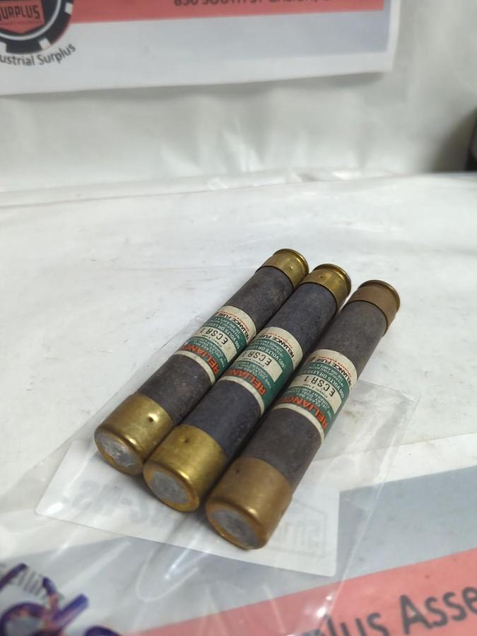 Used RELIANCE,ECSR1,TIME-DELAY 1 AMP FUSE LOT OF 3 PRE-OWNED