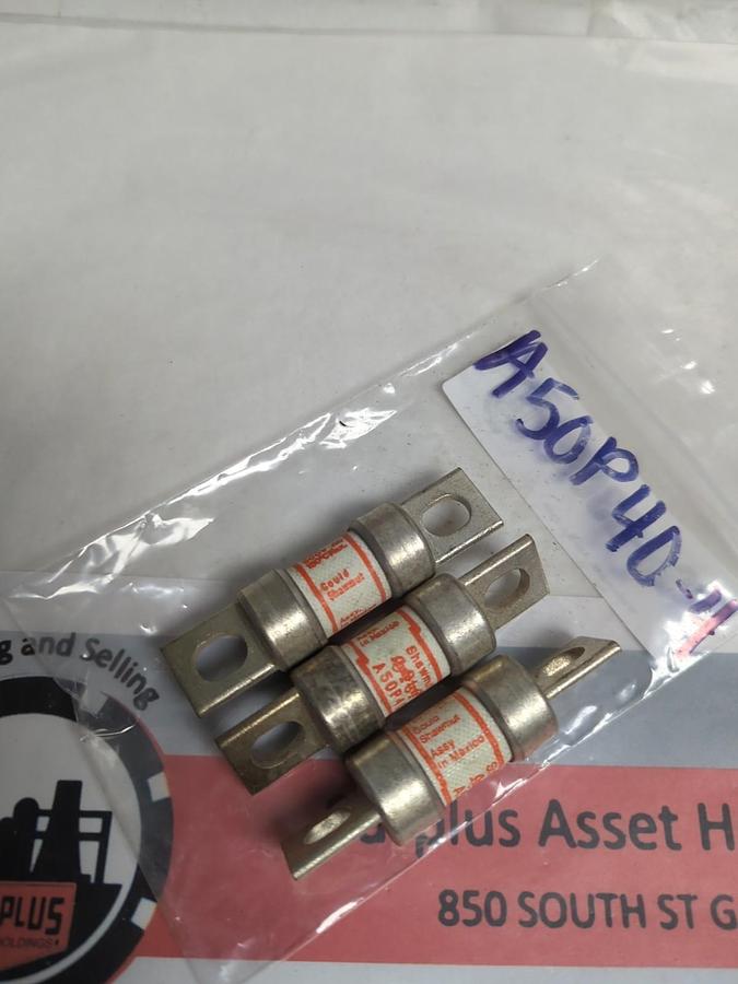 Used GOULD SHAWMUT,A50P40-4,TYPE 4 FUSE 40 AMP LOT OF 3 PRE-OWNED