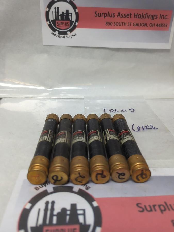 Used COOPER BUSSMANN,FRS-R-2,FUSETRON 2 AMP FUSE LOT OF 6 PRE-OWNED