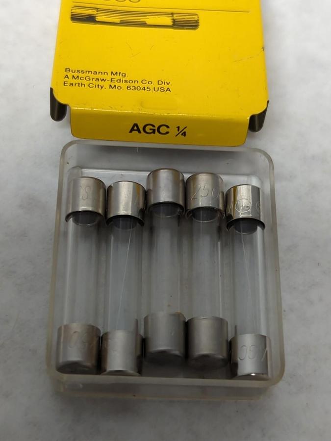 COOPER BUSSMANN,AGC 1/4,GLASS FUSES PACK OF 5 NOS