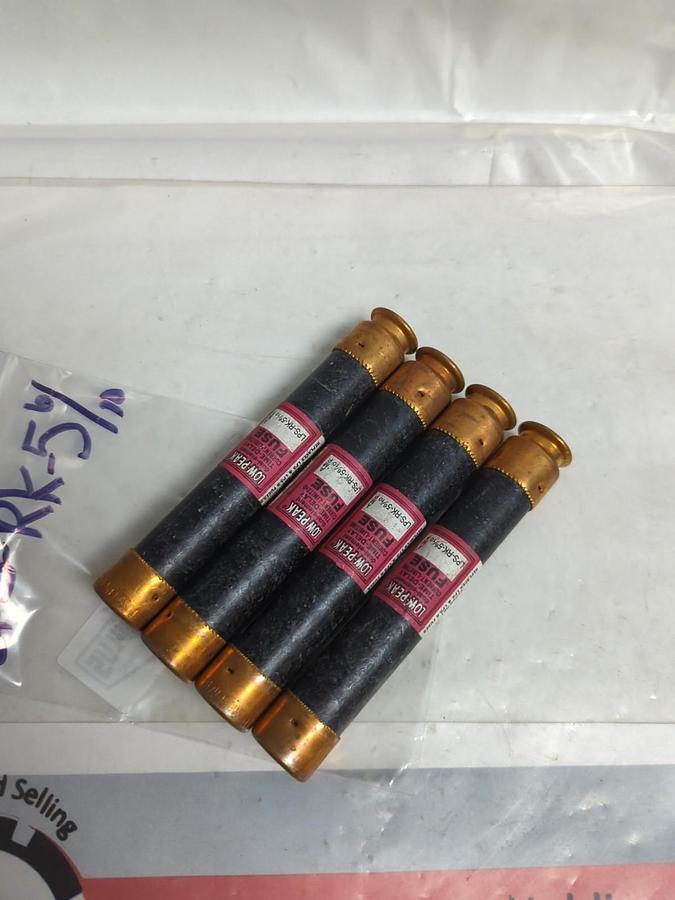 Used COOPER BUSSMANN,LPS-RK-5-6/10,LOW-PEAK 5-6/10 AMP FUSE LOT OF 4 PRE-OWNED