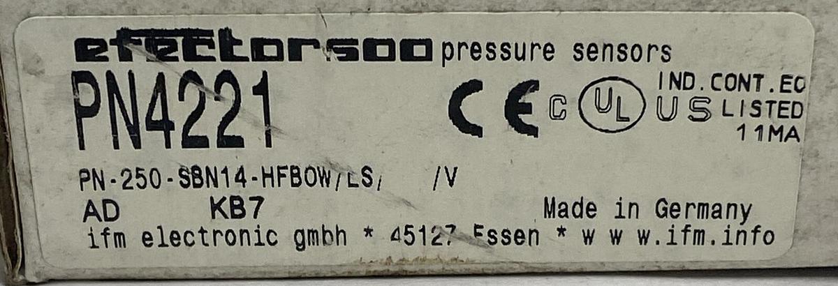 IFM EFECTOR,PN-250-SBN14-HFBOW/LS/ /V PN4221,PRESSURE SENSOR NOS