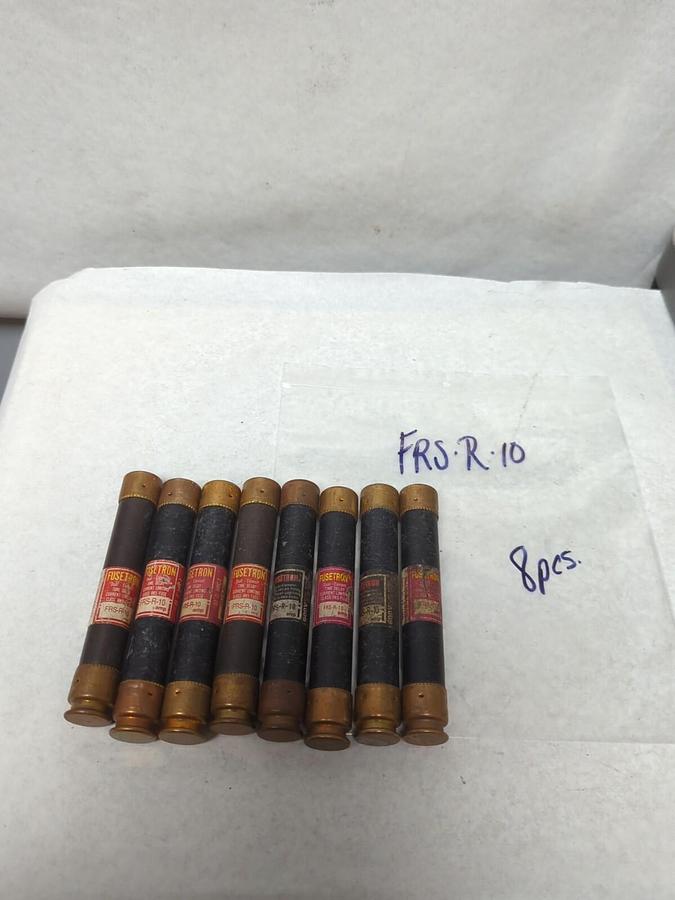Used COOPER BUSSMANN,FRS-R-10,FUSETRON 10 AMP FUSE LOT OF 8 PRE-OWNED