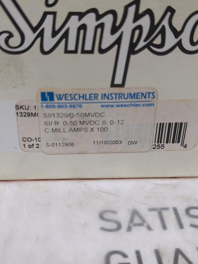 SIMPSON WESCHLER INST.,SI/1329/0-50MVDC, PANEL METER NOS