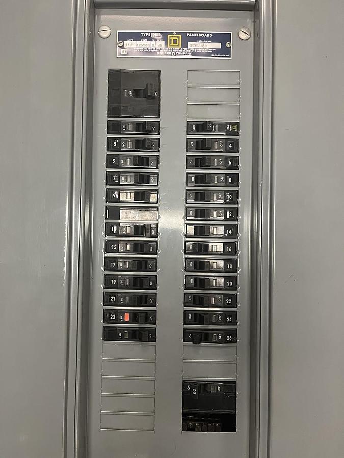 Used SQUARE D,56369-4B,NQOB 150A MAIN 120/208V 3PH BREAKER PANELBOARD MH-44-WP 3R/12