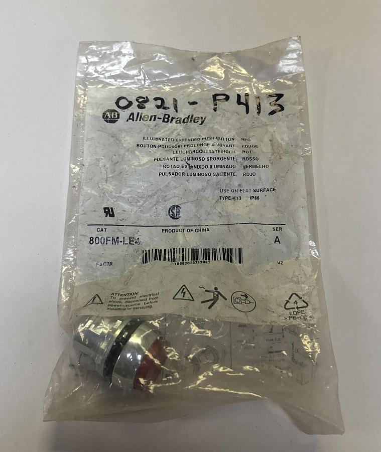 Used ALLEN BRADLEY,800FM-LE4,RED PUSH BUTTON NOS