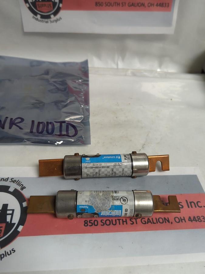 Used LITTELFUSE,FLNR-100ID,INDICATOR FUSE 100 AMP LOT OF 2 PRE-OWNED