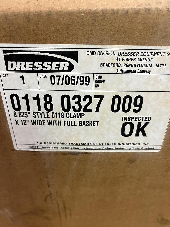 DRESSER,0118-0327-009, 6.625"X12"W REPAIR CLAMP