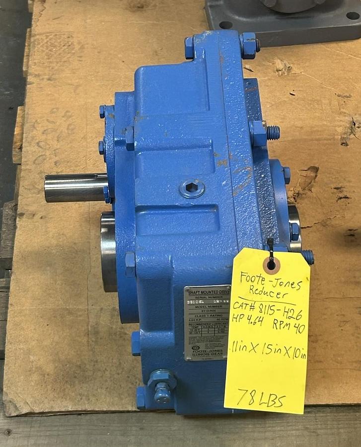 Used FOOTE JONES,8115-H26,GEAR REDUCER 40RPM 4.64HP 26:1