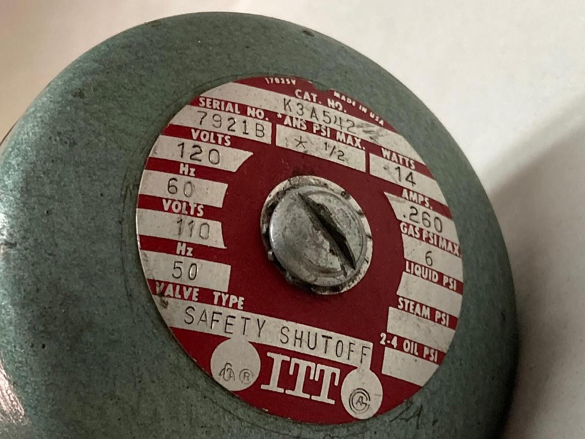 Used ITT,K3A542S,Gas Valve  1/2 Inch NPT 120/60HZ-110/50HZ