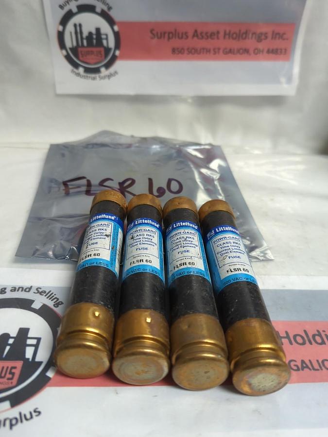 Used LITTELFUSE,FLSR60,INDICATOR 60 AMP FUSE LOT OF 4 PRE-OWNED