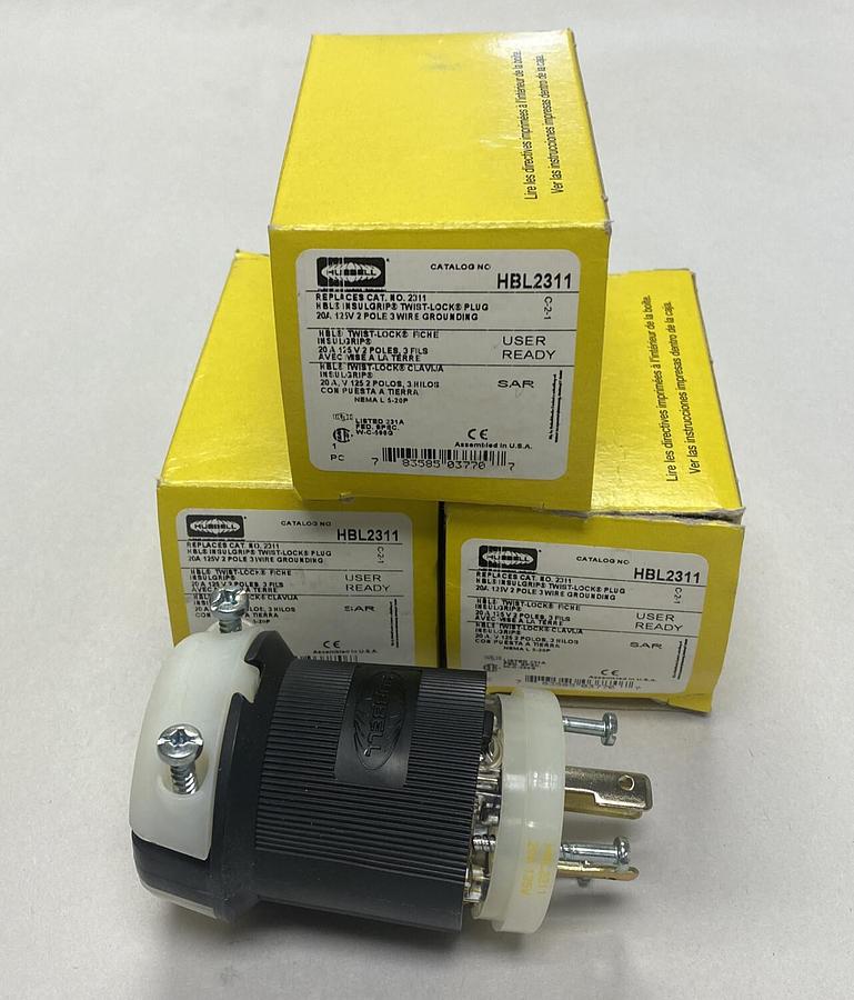 HUBBELL,HBL2311,TWIST LOCK PLUG LOT OF 3 NEW