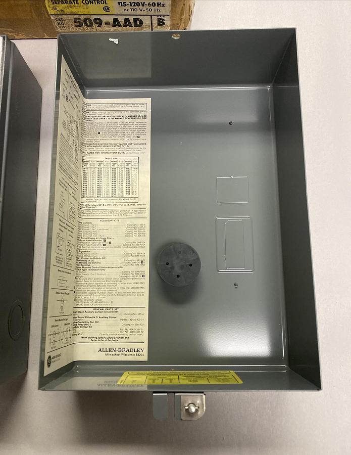 ALLEN BRADLEY,509-AAD,SER B SIZE 0 FULL VOLTAGE NON-REVERSING STARTER NOS