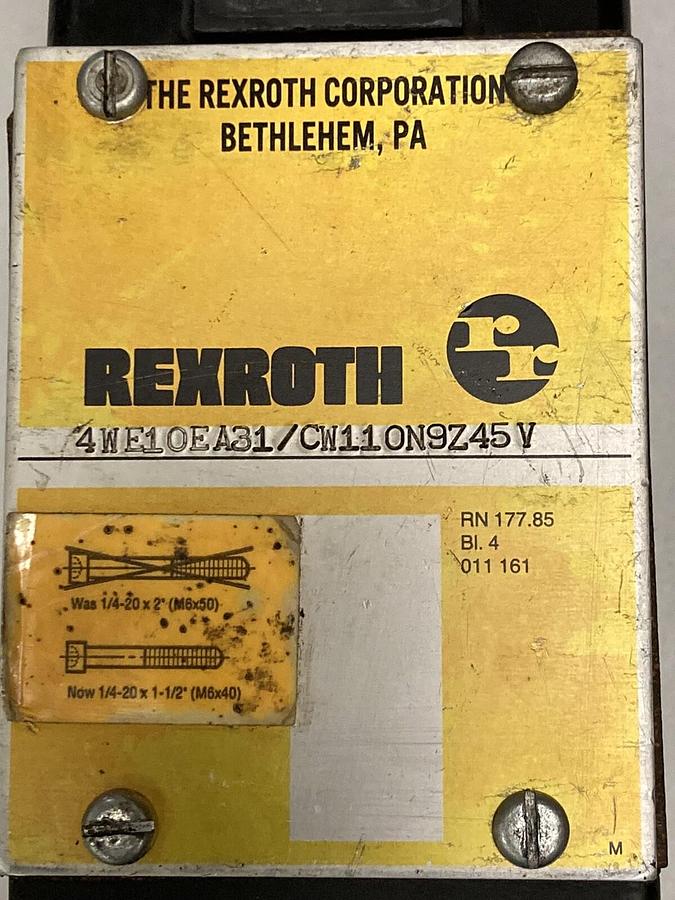 Rexroth,4WE10EA31/CW110N9Z45V,Hydraulic Valve