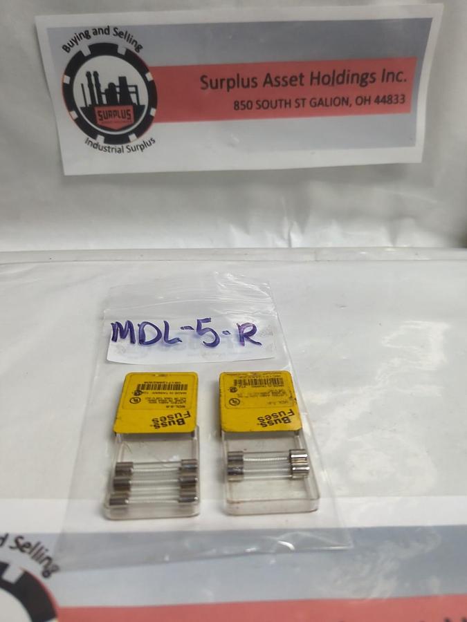 COOPER BUSSMANN,MDL-5-R,5 AMP FUSE LOT OF 5 NOS