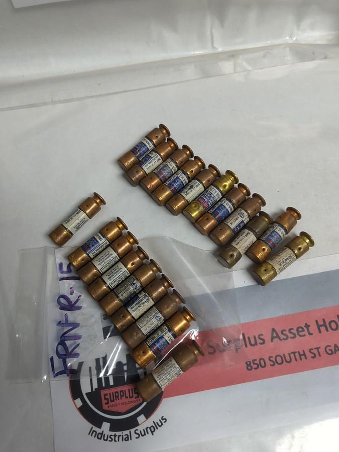 Used COOPER BUSSMANN,FRN-R-15,FUSETRON 15 AMP FUSE LOT OF 20 PRE-OWNED