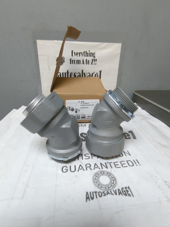 APPLETON,ST-45150,LIQUID TIGHT 1-1/2 INCH 45 DEG CONDUIT CONNECTORS BOX OF 2 NEW