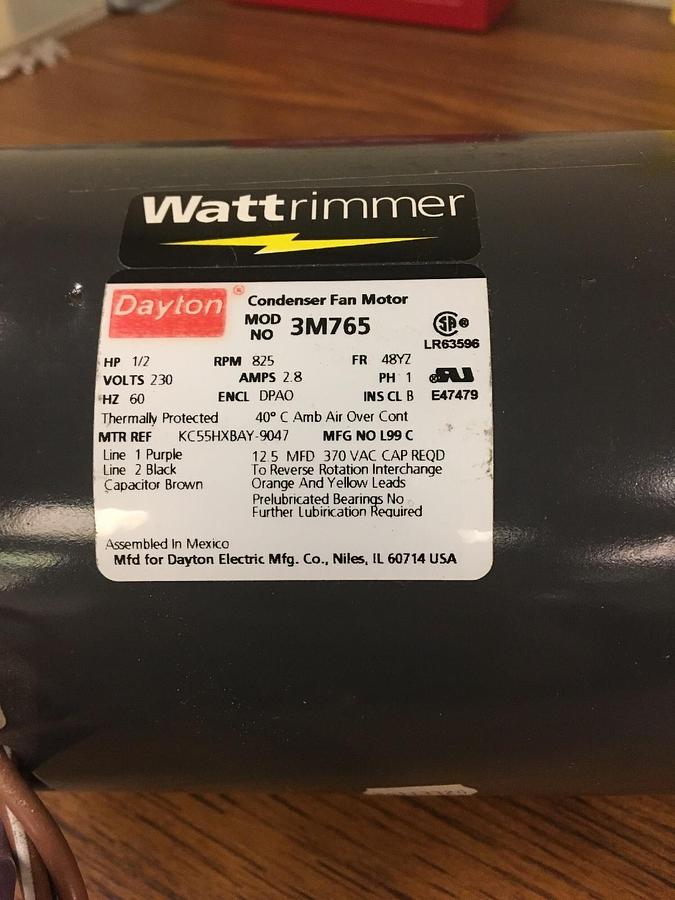 Dayton Wattrimmer,3M765,MOTOR 1/2 HP