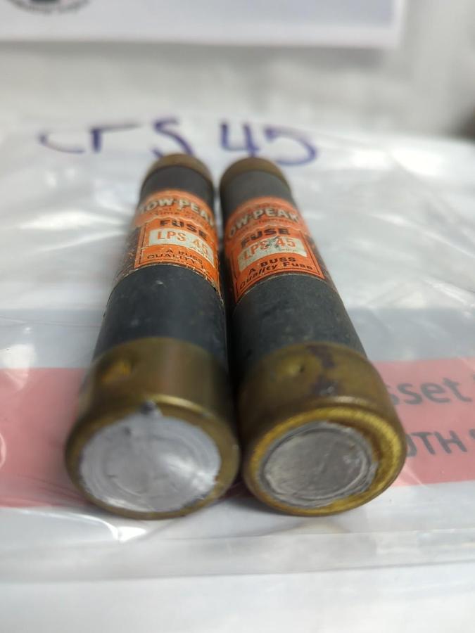 Used COOPER BUSSMANN,LPS-45,LOW-PEAK 45 AMP FUSE LOT OF 2 PRE-OWNED