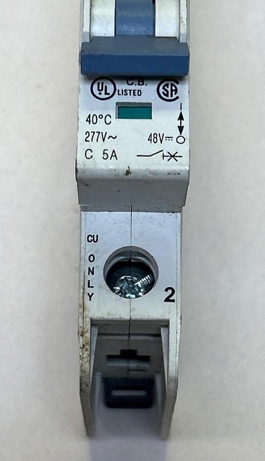 Used ALLEN BRADLEY,1489-A1C050,CIRCUIT BREAKER 5A 277V 1P