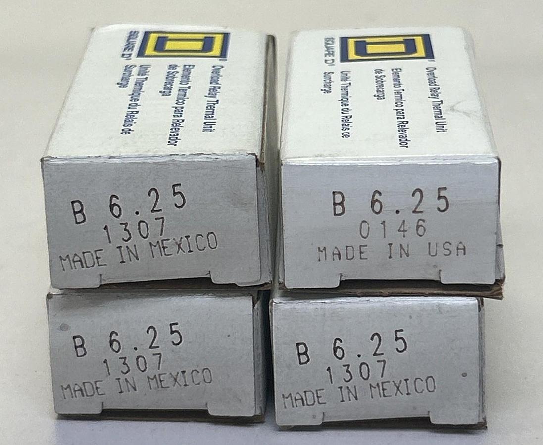 SQUARE D,B6.25,THERMAL OVERLOAD HEATER ELEMENT LOT OF 4 NOS