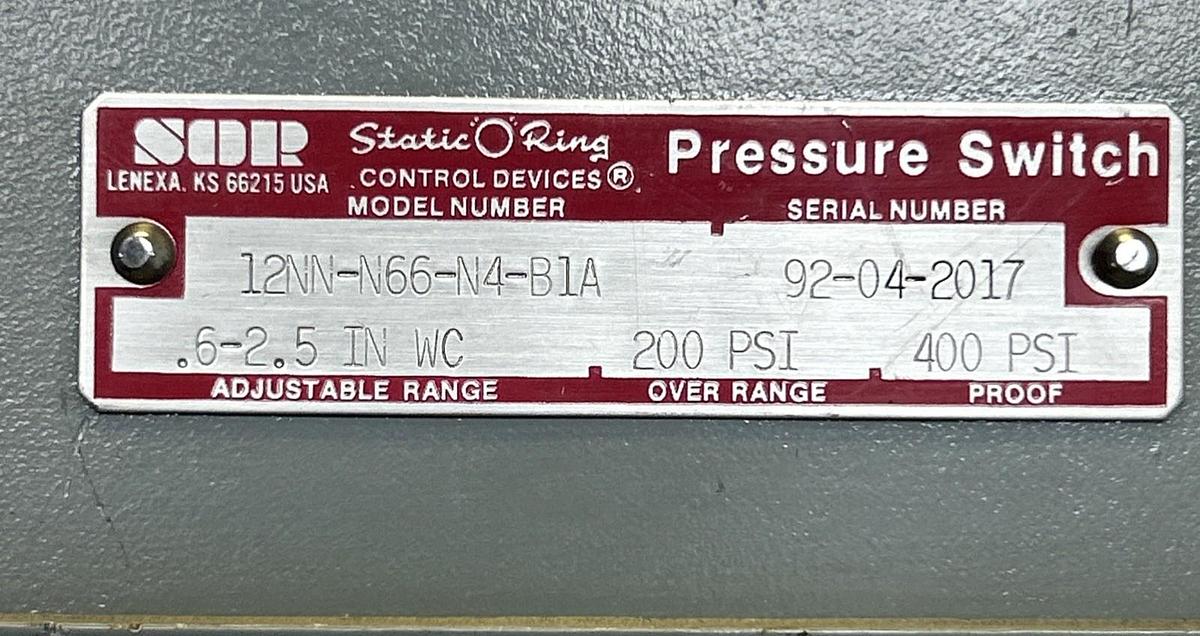 SOR,12NN-N66-N4-B1A,PRESSURE SWITCH NOS