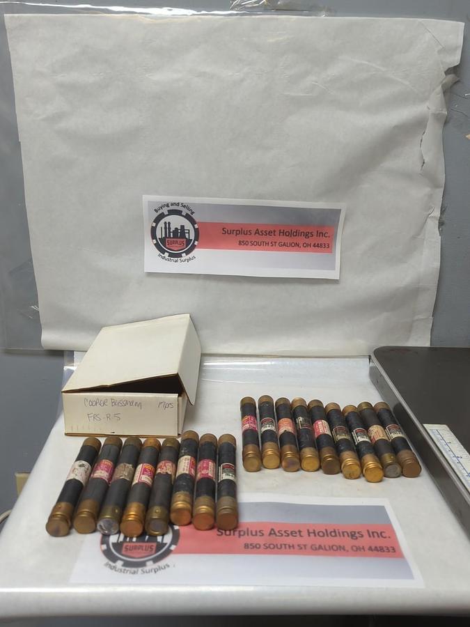 Used COOPER BUSSMANN,FRS-R-5,FUSETRON 5 AMP FUSE LOT OF 17 PRE-OWNED