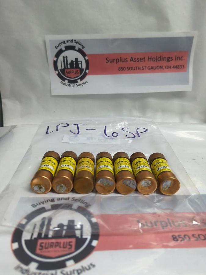 Used COOPER BUSSMANN,LPJ-6SP,LOW-PEAK 6 AMP FUSE LOT OF 7 PRE-OWNED