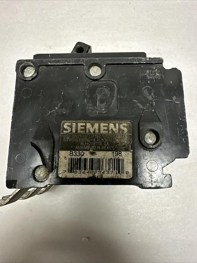 Used Siemens,B330,3 Pole 30 Amp Bolt On Circuit Breaker Type BL