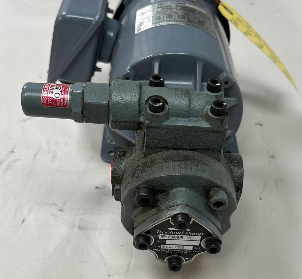 Used NIPPON,2MY400-204HBMVB,MOTOR TROCHOID PUMP 0.4KW 200/220V 1420/1730RPM 3PH