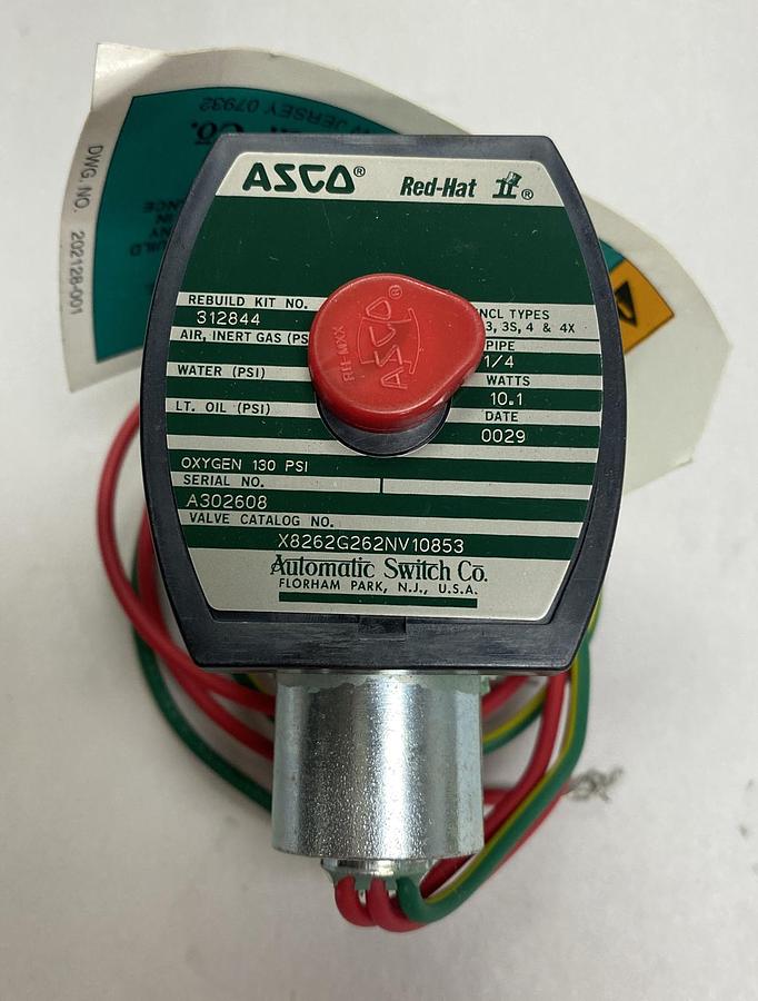 Asco Red-Hat,X8262G262NV10853,Valve 120/60 110/50 1/4 INCH NOS