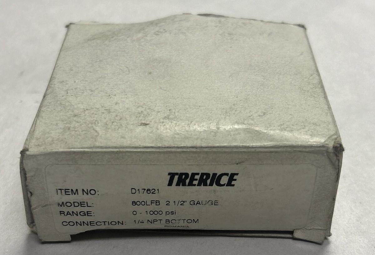 TRERICE,D17621,PRESSURE GAUGE 0-1000 PSI NOS