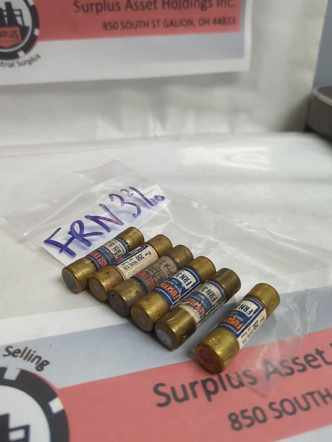 Used COOPER BUSSMANN,FRN-3-2/10,FUSETRON 3-2/10 AMP FUSE LOT OF 6 PRE-OWNED