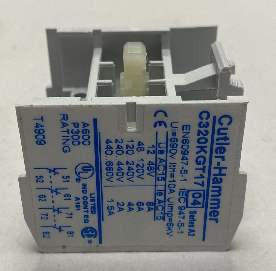 EATON CUTLER HAMMER,C320KGT17,AUXILIARY CONTACT NOS