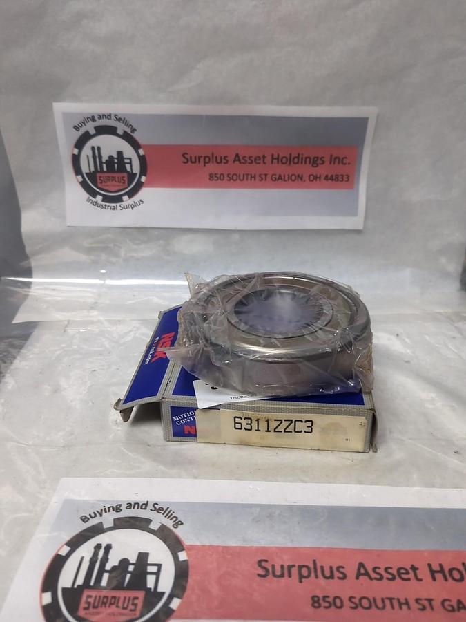 NSK,6311ZZC3,METAL SHIELDED DEEP GROOVE BALL BEARING 55MM BORE NOS