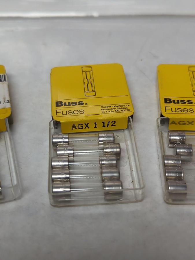 COOPER BUSSMANN,AGX-1-1/2,FAST ACTING 1-1/2 AMP FUSE LOT OF 23 NOS