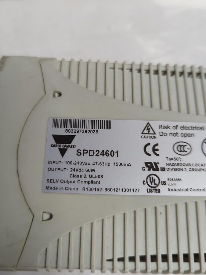 Used CARLO GAVAZZI,SPD24601,AC/DC CONVERTER 24VDC-2.5A 100-240VAC 46-63HZ PRE-OWNED