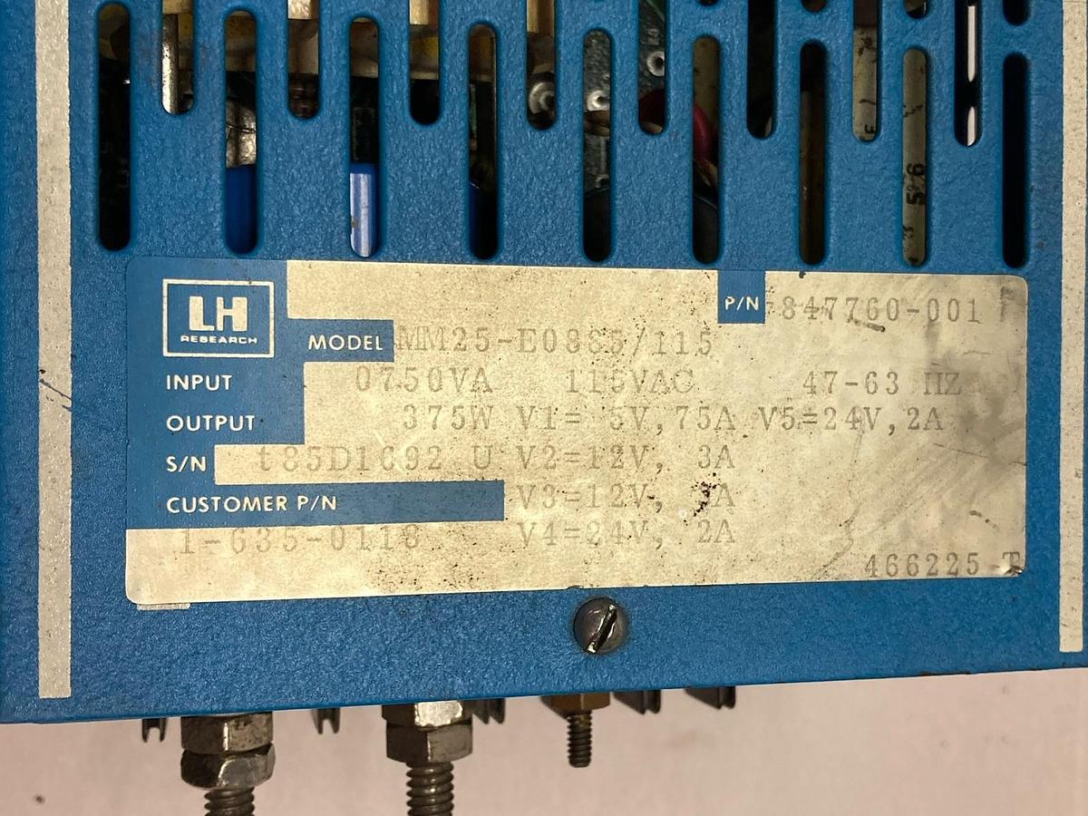 Used LH Research,Model MM25-E0885/115,Power Supply 0750VA 115Vac 47-63HZ