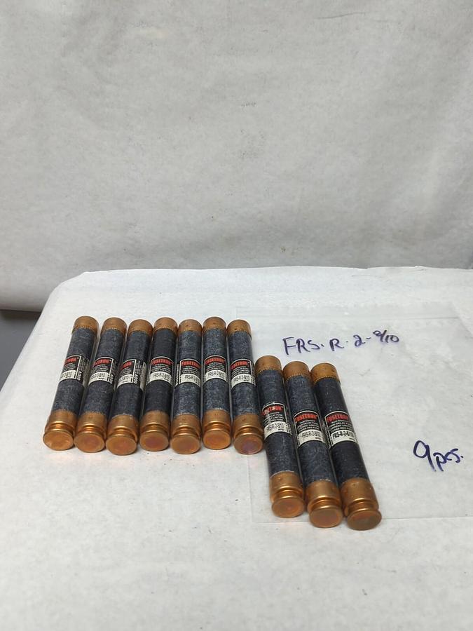 Used COOPER BUSSMANN,FRS-R-2-8/10,FUSETRON 2-8/10 AMP FUSE LOT OF 9 PRE-OWNED